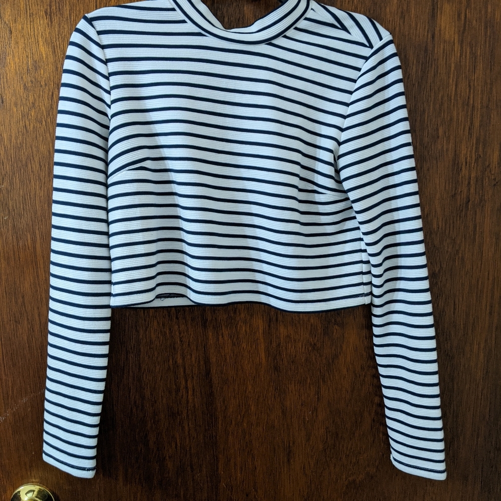 Forever 21 Black & White Striped Crop Top